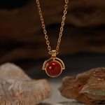 Buddha Stones Red Agate Tiger Eye Aquamarine Moonstone 925 Sterling Silver Confidence Necklace Pendant