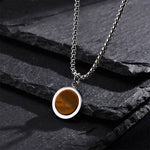 Buddha Stones Natural Stone Turquoise Tiger Eye  Lazurite Malachite Titanium Steel Purification Necklace Pendant