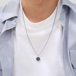 Buddha Stones Natural Stone Turquoise Tiger Eye  Lazurite Malachite Titanium Steel Purification Necklace Pendant