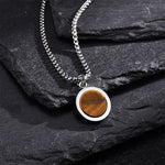 Buddha Stones Natural Stone Turquoise Tiger Eye  Lazurite Malachite Titanium Steel Purification Necklace Pendant
