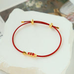 Buddha Stones Brass Koi Fish Red String Wealth Bracelet