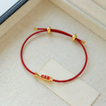 Buddha Stones Brass Koi Fish Red String Wealth Bracelet