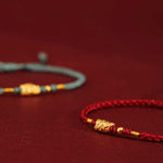 Buddha Stones 999 Gold Luck Protection Koi Fish Handmade Braided String Bracelet