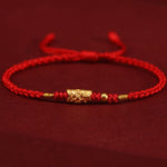 Buddha Stones 999 Gold Luck Protection Koi Fish Handmade Braided String Bracelet