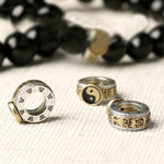Buddha Stones Black Obsidian Yin Yang Nine-Character Mantra Fulfilment Bracelet