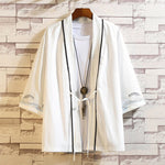 Buddha Stones Embroidery Dragon Phoenix Auspicious Cloud Waves Leaves Cranes Open Front Jacket Men's Kimono