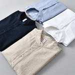 Buddha Stones Summer Solid Color Men's Half Button Short Sleeve Cotton Linen Shirt