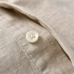 Buddha Stones Summer Solid Color Men's Half Button Short Sleeve Cotton Linen Shirt