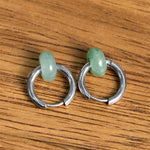 Buddha Stones "Sending Calm and Elegance"Titanium Steel Jade Earrings Includes Gift Message Card