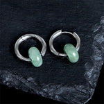 Buddha Stones "Sending Calm and Elegance"Titanium Steel Jade Earrings Includes Gift Message Card