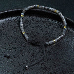 Buddha Stones Natural Black Glitter Stone Courage Spacer Bead Bracelet