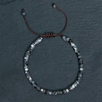 Buddha Stones Natural Black Glitter Stone Courage Spacer Bead Bracelet