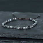 Buddha Stones Natural Black Glitter Stone Courage Spacer Bead Bracelet