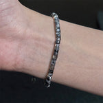 Buddha Stones Natural Black Glitter Stone Courage Spacer Bead Bracelet
