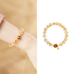 Buddha Stones 925 Sterling Silver Gourd Fu Character Citrine Tiger Eye Prosperity Bracelet