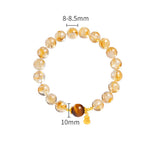Buddha Stones 925 Sterling Silver Gourd Fu Character Citrine Tiger Eye Prosperity Bracelet