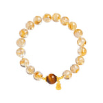 Buddha Stones 925 Sterling Silver Gourd Fu Character Citrine Tiger Eye Prosperity Bracelet