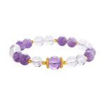 Buddha Stones 925 Sterling Silver Natural Amethyst White Crystal Balance Bracelet