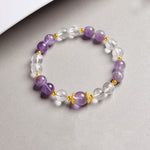 Buddha Stones 925 Sterling Silver Natural Amethyst White Crystal Balance Bracelet
