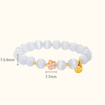 Buddha Stones 925 Sterling Silver Natural Peach Blossom White Cat's Eye Positive Bracelet