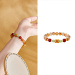 Buddha Stones 999 Sterling Silver Natural Citrine Red Agate Hetian Jade Beads Protection Bracelet