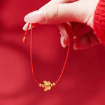 Buddha Stones 999 Sterling Silver Butterfly Red String Strength Bracelet