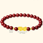 Buddha Stones 999 Gold 5D Hard Gold Cinnabar PiXiu Calm Bracelet