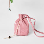 Buddha Stones Embroidered Light Pink Lotus Cotton Linen Crossbody Bag Shoulder Bag