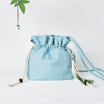 Buddha Stones Embroidered Green Bamboo Cotton Linen Crossbody Bag Shoulder Bag