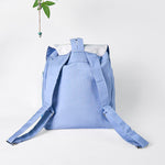 Buddha Stones Handmade Blue Magnolia Embroidered Large Capacity Canvas Backpack