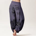 Buddha Stones Pure Cotton Butterfly Flowers Pattern Women's Elastic Waist Harem Pants