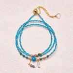 Buddha Stone 3mm Natural Apatite Ultra-thin Beads 14k Gold Plated Copper Creativity Triple Wrap Bracelet
