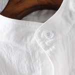 Buddha Stones Summer Solid Men's Buttons Half Sleeve Shirt