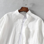 Buddha Stones Summer Solid Men's Buttons Half Sleeve Shirt