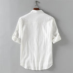 Buddha Stones Summer Solid Men's Buttons Half Sleeve Shirt