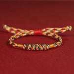 Buddha Stones Handmade Braided Red String Happy Knot Flat Knot Colorful Rope Bracelet