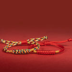 Buddha Stones Handmade Braided Red String Happy Knot Flat Knot Colorful Rope Bracelet