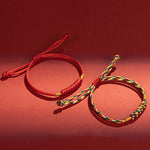 Buddha Stones Handmade Braided Red String Happy Knot Flat Knot Colorful Rope Bracelet