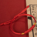 Buddha Stones Handmade Braided Red String Happy Knot Flat Knot Colorful Rope Bracelet