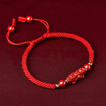 Buddha Stones Handcrafted Pixiu Cinnabar Ruyi Stick Wealth Luck Braided Bracelet