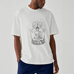 Buddha Stones Meditating Buddha Seated Hand Leaves Lotus Base Tee T-shirt