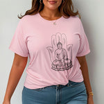 Buddha Stones Meditating Buddha Seated Hand Leaves Lotus Base Tee T-shirt