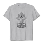 Buddha Stones Meditating Buddha Seated Hand Leaves Lotus Base Tee T-shirt