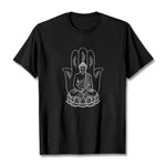Buddha Stones Meditating Buddha Seated Hand Leaves Lotus Base Tee T-shirt