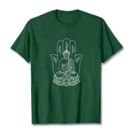 Buddha Stones Meditating Buddha Seated Hand Leaves Lotus Base Tee T-shirt