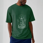 Buddha Stones Meditating Buddha Seated Hand Leaves Lotus Base Tee T-shirt