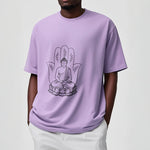 Buddha Stones Meditating Buddha Seated Hand Leaves Lotus Base Tee T-shirt