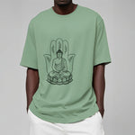 Buddha Stones Meditating Buddha Seated Hand Leaves Lotus Base Tee T-shirt