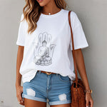 Buddha Stones Meditating Buddha Seated Hand Leaves Lotus Base Tee T-shirt