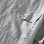 Buddha Stones Crew Neck Simple Design Men's Short Sleeve Linen Shirt With Pocket